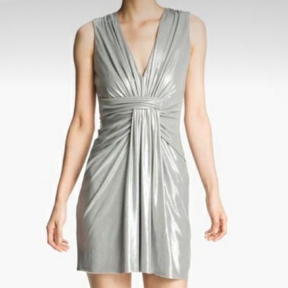 Bailey 44 Metallic Silver tie dress